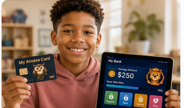 A boy using CoinQuest on a tablet