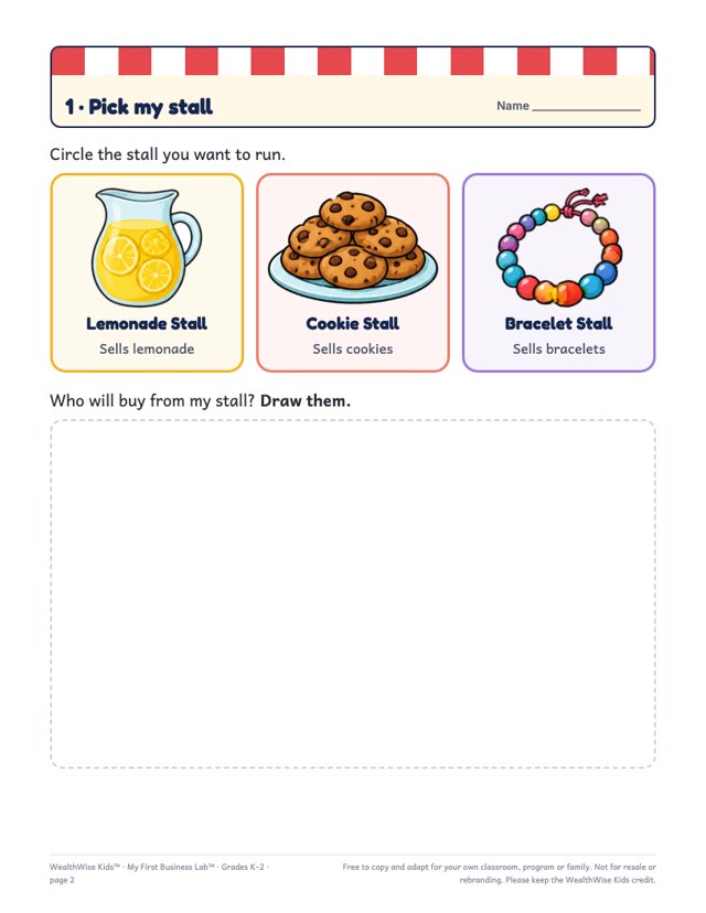 A student page from the Grades K–2 packet