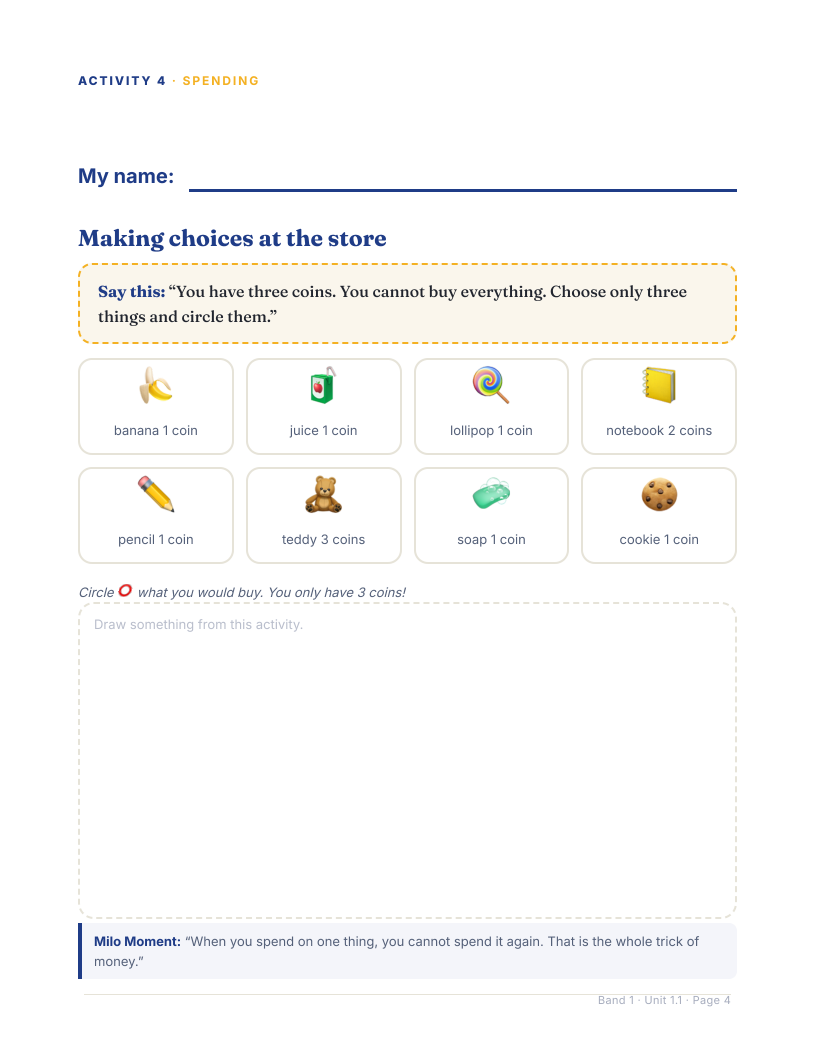 Preview of the Making Choices at the Store worksheet